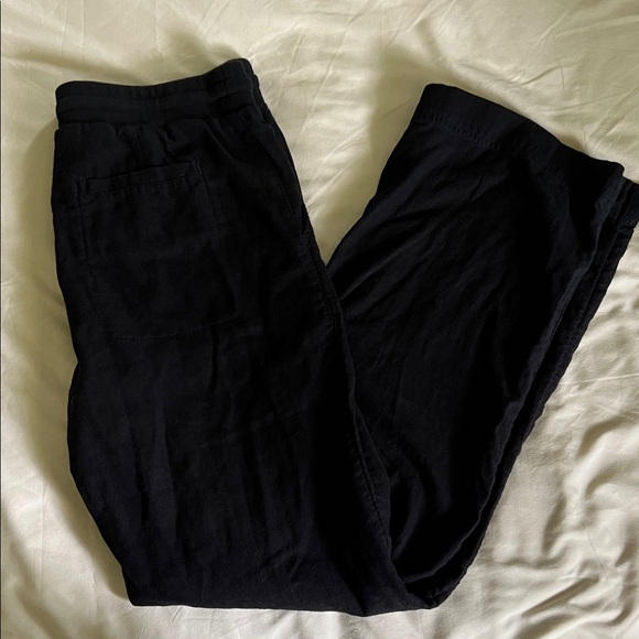 Caslon Linen Blend Black Straight Wide Leg Women's Pants Size XS - Picture 8 of 12